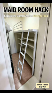 Loft bed customize/Customised Maid Bed for HDB Bomb Shelter | Special Adjusted Bed Leg Design No Block Doorway | High Storage Metal Loft Bed For Singapore Home