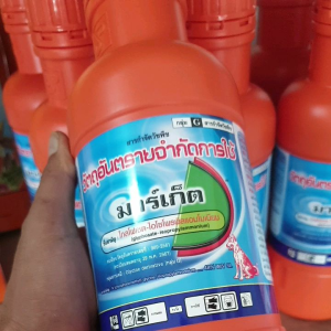 สารกำจัดวัชพืช มาร์เก็ต หมาแดง ไกลโฟเซต 48 ตราหมาแดง ขนาด 1 ลิตร **กำจัดหญ้าได้ 2-2.5 ไร่** ชนิดดูดซึมเร็ว! หมาแดงตายนาน ตายเรียบ!