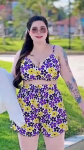 🏝️Plussize 💦ชุดเซ็ต3ชิ้น คลุมชีฟอง ชุดบิกินี่สาวอวบ พลัสไซส์ เซ็ตลายดอก ชุดเล่นสงกรานต์คนอ้วน อก40-52“เอว34-46”สะโพก52“