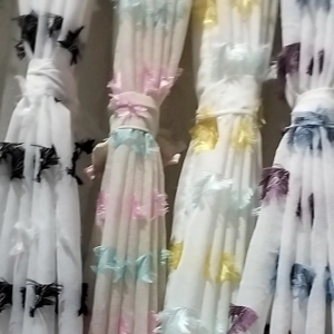 Gorden pintu Terbaru Vitrase Pintu motif bulu angsa mewah elegan transparan model smokering ukuran lebar 140 tinggi 250cm