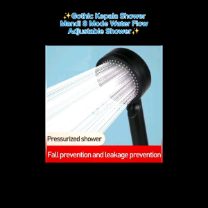 Gothic Kepala Shower Mandi 8 Mode Water Flow Adjustable Shower Head - SH28 - Black