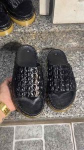 Dép Da Nam Doctor Đế đúc nguyên khối Tăng Chiều Cao Chất Liệu Da Lưng Cá Sấu Cao Cấp - Cam kết da thật 100%