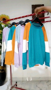 Fashion Wanita Atasan Sweater Kaos Sweatshirt  Kombinasi  Warna Fathiya
