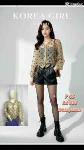 Blouse vintage sifon korean style atasan wanita kemeja wanita kekinian kemeja motif