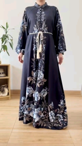 ●ECLAIRE● 003 Dress Maksi Maxi Motif Bunga Flower Floral Pesta Anniversary Kondangan Vintage Classy Bohemia Tassel Import imooo