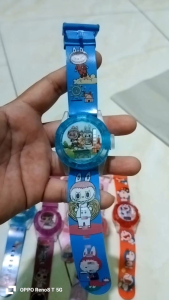 jam tangan anak perempuan Digital karakter Berbie Tali plastik silicon elastis lampu LED proyektor musik