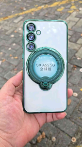 Magsefe Case Magnetik Kick Stand 360 Ring Silicone SoftCase For A55 - A25 - A14 - A05S - S23 FE - A15 - A35 5G - A36 - A56 CLEAR dengan Pelindung Kamera dan Lensa Kaca Casing Bumper