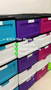 3 tier 4 tier  5 tier -   Almari Plastik / Laci Plastic / Plastic Drawer Storage Cabinets