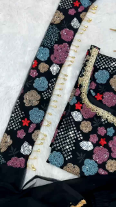 Stunning Black Party Collections with Beautiful Flower Concept Sequence Embroidery Work Sharara Suit (Pre-Order: 2/3 Weeks Delivery) NS-TVN230725