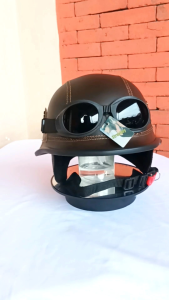HELM RETRO NAZY DENGAN KACAMATA WARNA COKELAT BAHAN ISTIMEWA
