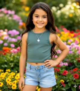 Plain Sleeveless Semi Croptop for Girls fits 3 to 5 Years Old tops Outdoor wear