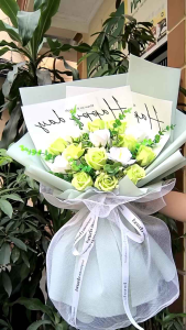 Bó hoa hồng sáp thơm cao cấp nhập xịn siêu thơm  tặng banner theo yêu cầu