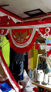 Background Garuda  Block Poliester Peles Sablon Pres (10 gelombang)