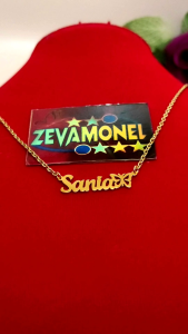 kalung liontin nama titanium anti karat dan luntur lapis emas 24k