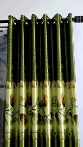 Gorden Jendela & Pintu Blackout Import Model Smokring Motif Bunga Tulip