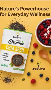 Zestiva Organic Black Chia Seeds 500g - Premium Quality Antioxidant and Fiber-Rich Superfood