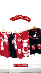 Tunik Kemerdekaan Anak Perempuan Remaja Paddlekids Kaos Merah Putih Lengan Panjang