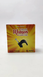 Klem Kabel Paku Beton 10mm & Cable Clips Round Rhinos (1 Kotak Isi 50pcs)