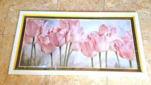 Hiasan dinding lukisan cetak Bunga Ping indah plus bingkai uk 100x50cm