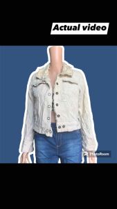 Corduroy polo jacket crop top for women