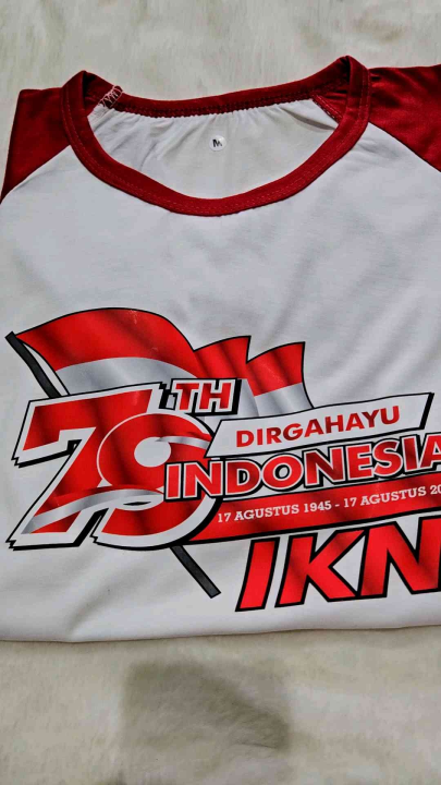 Kaos Atasan Wanita lengan 3/4/ Kaos raglan Wanita Dirgahayu ke79 / Kaos Cewek/ Kaos Oblong/ Baju Kaos Tshirt/ Tshirt wanita/ Tshirt cewek