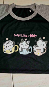 Kaos Atasan Wanita Lengan 3/4 & Kaos Raglan Wanita Cat Coffee DTF