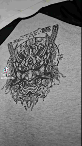KAOS RAGLAN PRIA MASK SAMURAI \ KAOS RAGLAN PRIA LENGAN 3\4 ATASAN PRIA / KAOS MURAH / KAOS DISTRO / KAOS SIMPLE / T-SHIRT PRIA