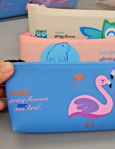 Pencil Pouch with Zipper Closure - Flamingo OwlAlpaca and Bird Designs