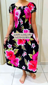 WOMEN BATIK FIT LONG DRESS/BAJU DRESS/BATIK FIT DRESS GOOD QUALITY READY STOCK