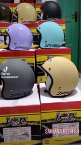 Helm Bogo Retro Dewasa Jpn Original Full Leher Kaca Datar Warna Hitam Doff