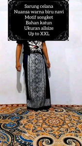 Sarung Celana Motif Songket Biru NaVi Batik Printing Prakris dan Nyaman Dipakai