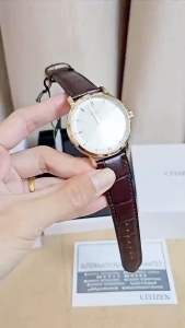 ĐỒNG HỒ NAM CHÍNH HÃNG Citizen BM7463-12A Platform Eco-Drive Rose Gold Case Brown Leather For Men