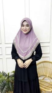 Hijab Instan Renda Lis Dewasa / Jilbab / Bergo / Kerudung / Khimar Instan Jersey Renda