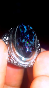Cincin Batu Black Opal Sempur Banten Top Sisit Jarong Biyang Full Warna Ring Alpaka Super