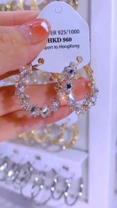 A14 (Beli 2 dapat bonus) COD Anting kristal bulat titanium original