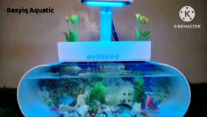 "White series" Aquarium mini air mancur model talang/untuk ikan hias/hiasan lampu kamar tidur/hiasan meja kantor