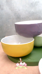 Mangkok souvenir / Mangkok bijian keramik bulat polos warna pastel