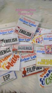 GEM NOTEBOOK SUBJECT AND NAME LABEL STICKER GRADE 1 to 6