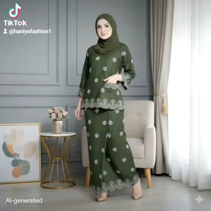 RAYA SELLING  Baju kurung KEDAH kin sonket print kain batik kin lipat( size xs to XXL)