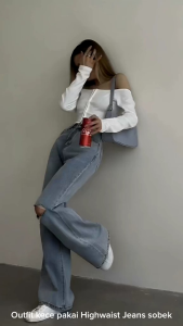CLARA HIGHWAIST KULOT LOOSE JEANS RIPPED PREMIUM