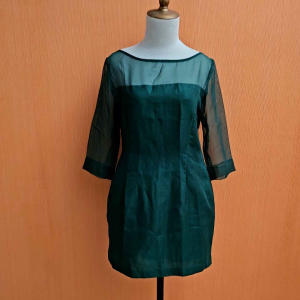 mini dress wanita hijau natal M cewek cute santai