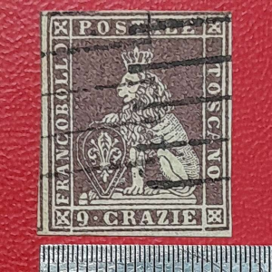 Prangko Italia Kuno Langka Tua 9 Crazie Lion Of Tuscany Tahun 1851-1855