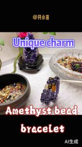 Amethyst bead lucky charm bracelet with Heart Sutra Tai Sui beads