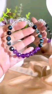 [MY🇲🇾 Ready Stock]🔮✨白水晶 + 蓝虎眼 + 紫水晶手串 White Crystal + Blue Tigers Eye + Amethyst Bracelet  ｜清晰觉知 ✦ 保护能量 ✦ 平衡情绪 ✦ 提升智慧｜