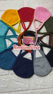 (3pcs) Masker Kain Anak Tali Panjang Polos / Masker Kids Polos 8Tahun Keatas / Masker 3Lapis Bisa Dicuci Ulang