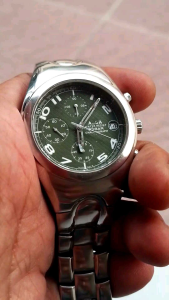 jam tangan ALBA chronograph green military dial original mens watch