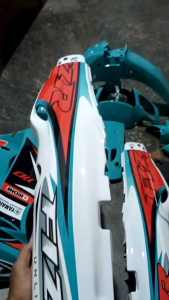 Body set Fiz custom warna tosca kombinasi putih. striping decal unlimited body halus