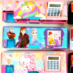 tempat pensil / Kotak Pensil Magnet Kalkulator Karakter Kartun ada Serutan Unicorn frozen spiderman avenger