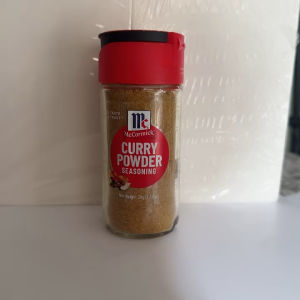 McCormick Curry Powder 39g Glass Bottle New Look - Red lid clear container spice seasoning food staple cooking essential.