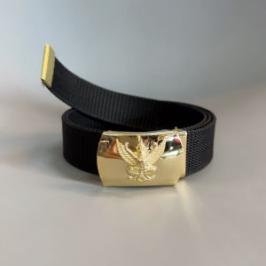 เข็มขัด ข้าราชการ หัวครุฑแบบหนีบ พร้อมสายผ้าสีดำแถมปลายสาย : BL